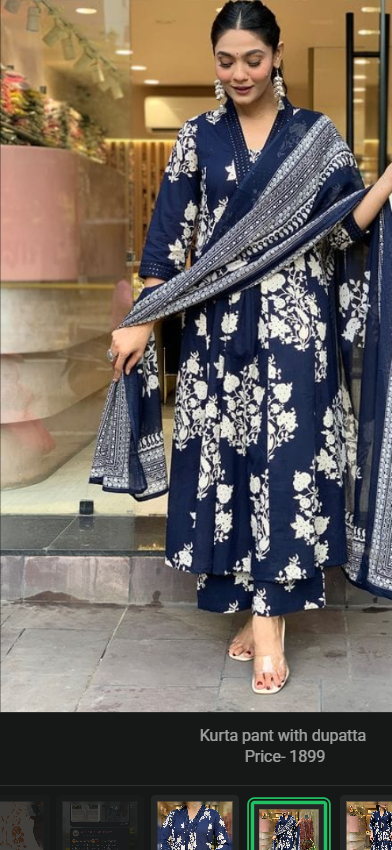 Designer Pure Cotton Kurta Pant with Dupatta Set #1