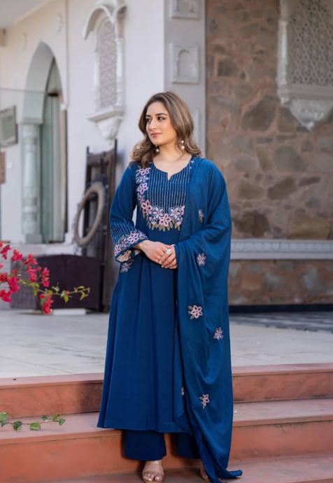 Designer Pure Cotton Kurta Pant with Dupatta Set #7