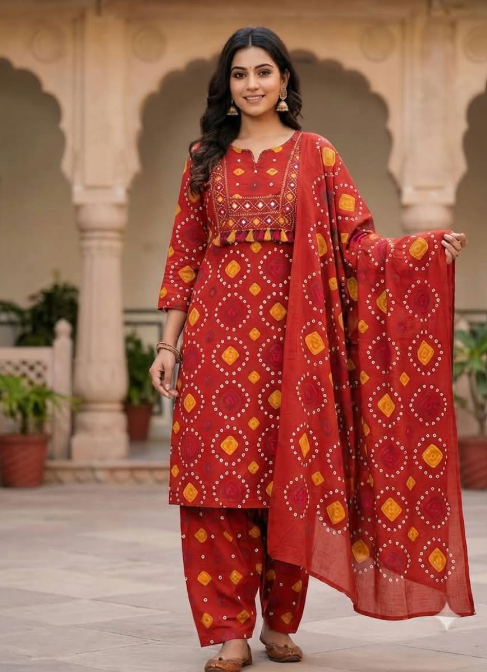 Designer Pure Cotton Kurta Pant with Dupatta Set #10