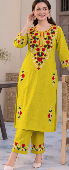 Stylish Pure Cotton Kurti with Pant Set #1