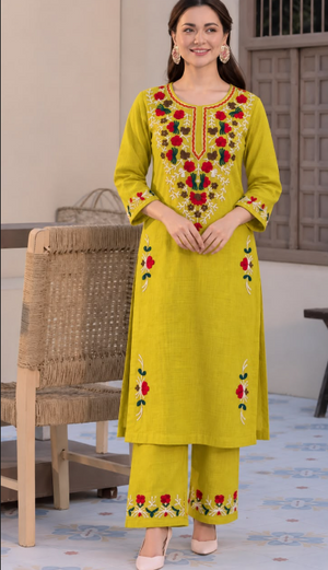 Stylish Pure Cotton Kurti with Pant Set #1