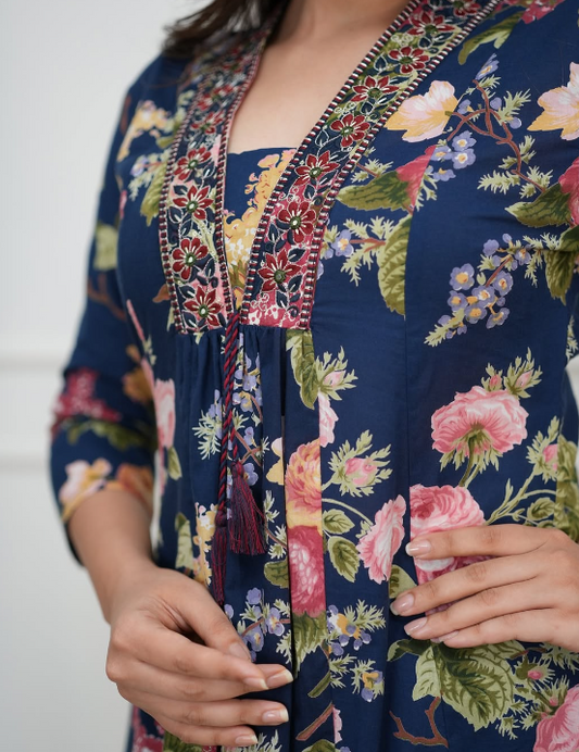 Designer Pure Cotton Kurta Pant with Dupatta Set