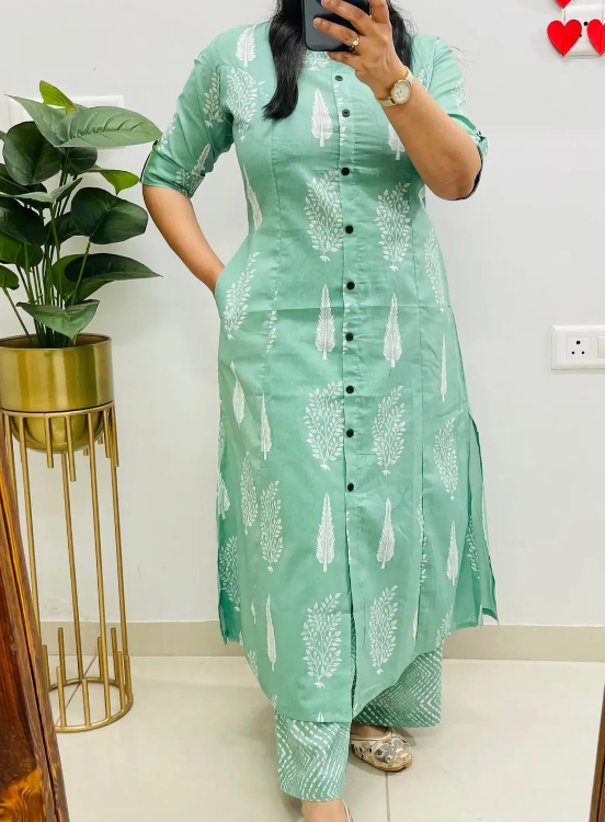 Stylish Pure Cotton Kurti with Pant Set #3
