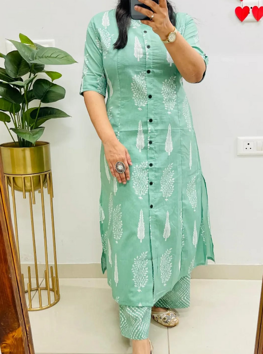 Stylish Pure Cotton Kurti with Pant Set #3