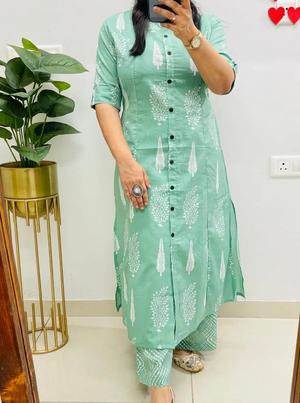 Stylish Pure Cotton Kurti with Pant Set #3