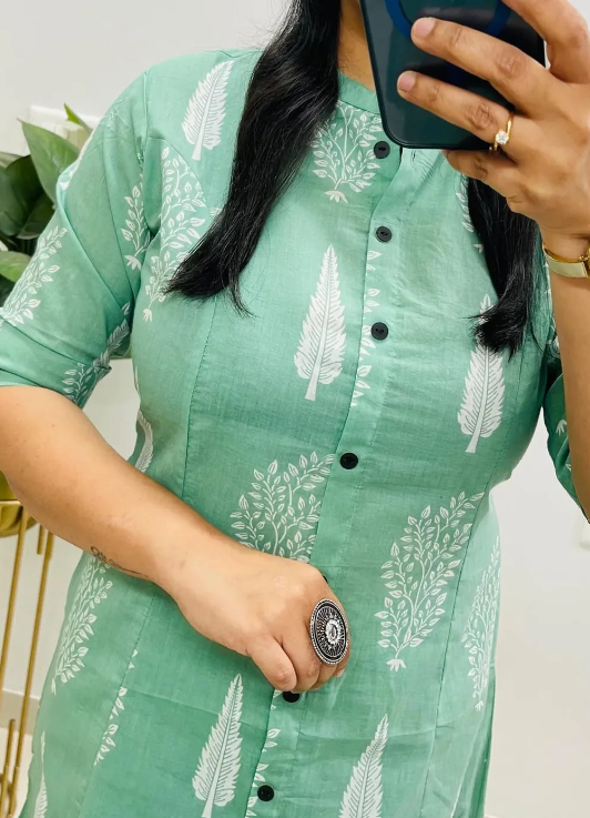 Stylish Pure Cotton Kurti with Pant Set #3