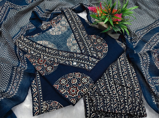 Designer Pure Cotton Kurta Pant with Dupatta Set #16
