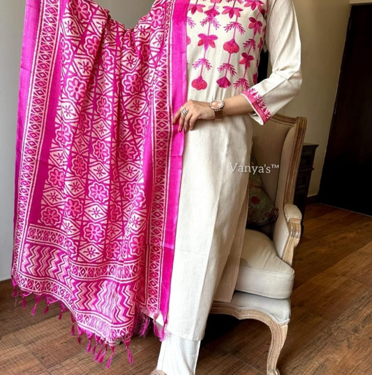 Stylish Pure Cotton Kurti with Pant Set #5