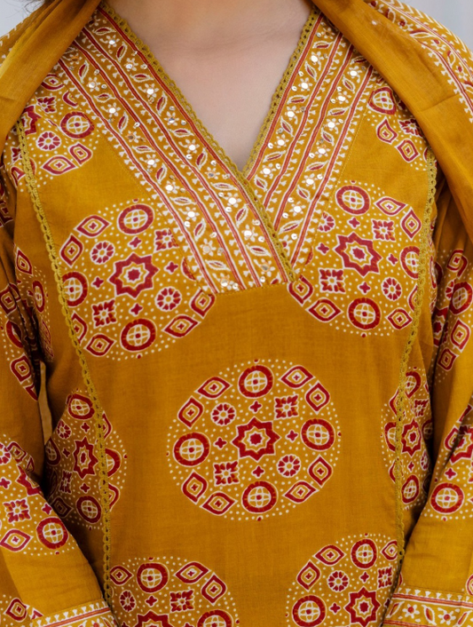 Designer Pure Cotton Kurta Pant with Dupatta Set #15