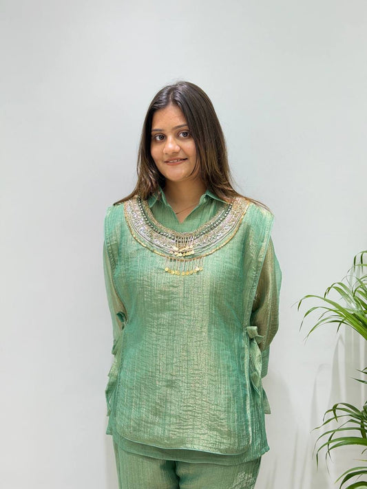 Designer Shirt Pant With Hand Embroidered Shrug