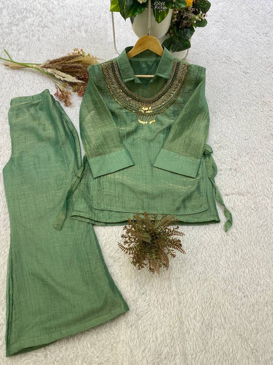 Designer Shirt Pant With Hand Embroidered Shrug