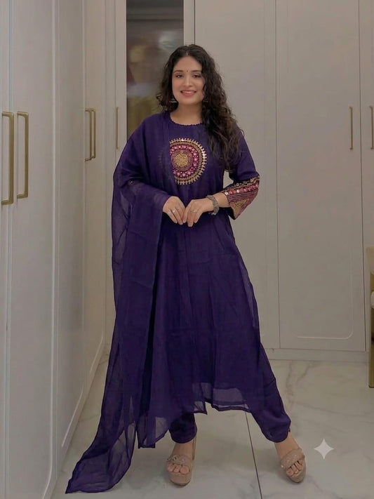 Traditional Premium Cotton Bandhej Straight Suit Set