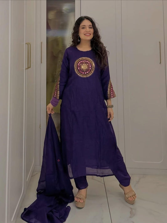 Traditional Premium Cotton Bandhej Straight Suit Set