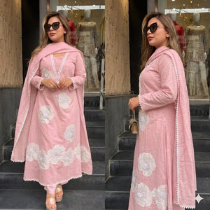 Anarkali Embroidery Kurta Pant with Dupatta Set