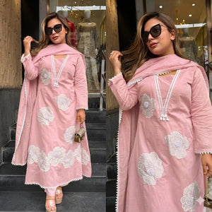 Anarkali Embroidery Kurta Pant with Dupatta Set