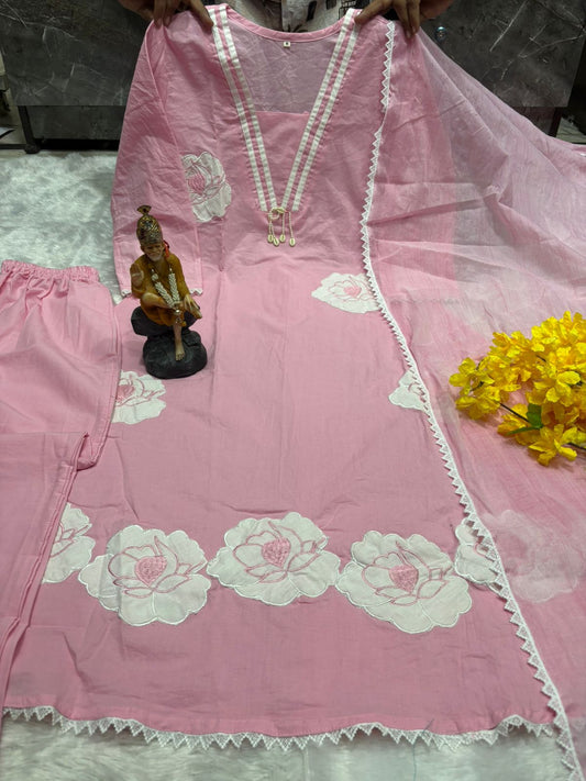 Anarkali Embroidery Kurta Pant with Dupatta Set