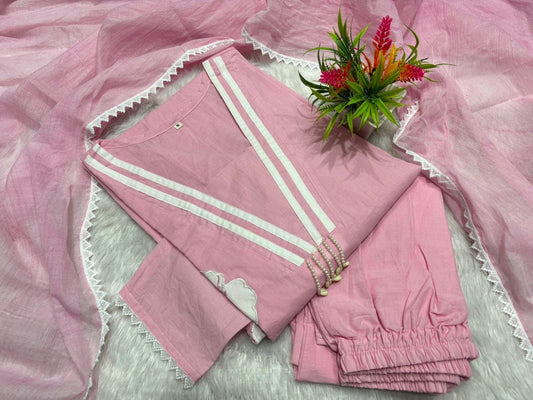 Anarkali Embroidery Kurta Pant with Dupatta Set