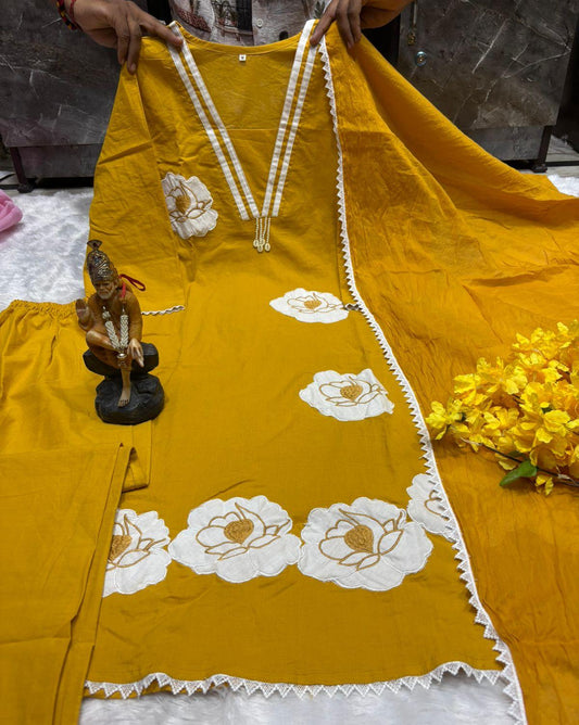 Anarkali Embroidery Kurta Pant with Dupatta Set