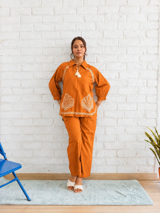 Embroidered Cotton Co-Ord Set