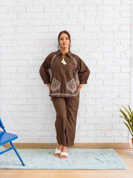 Embroidered Cotton Co-Ord Set