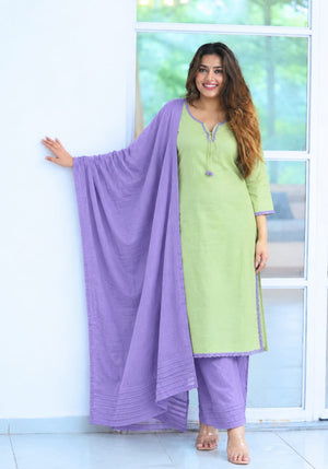 Premium Cotton Kurta Salwar Dupatta Set