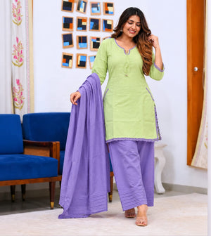 Premium Cotton Kurta Salwar Dupatta Set