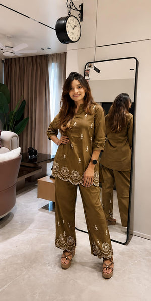 Cotton Hand Embroidery Co-ord Set