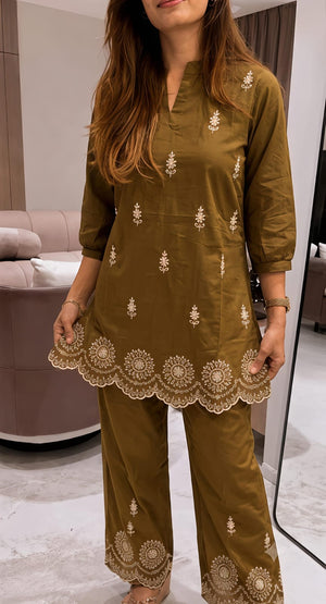 Cotton Hand Embroidery Co-ord Set