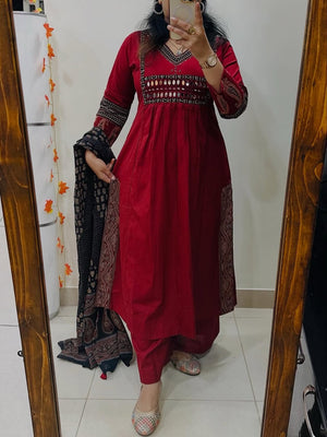 Navratri Special Mirror Work Anarkali Set