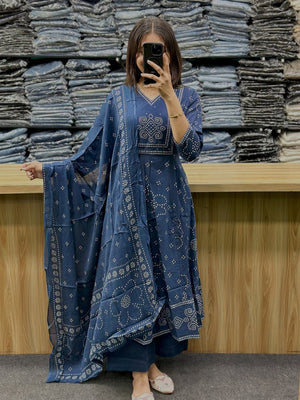 Navratri Special Bandhej Anarkali Kurta Set