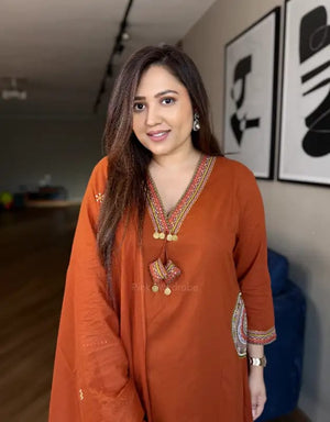 Premium Dhaba Cotton A-Line Suit Set