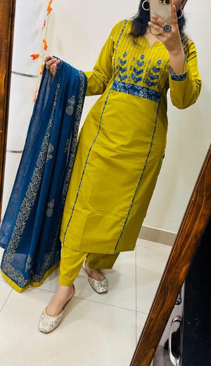 Premium Fine Cotton Mirror Work Suit Set