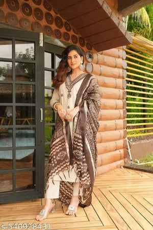 Premium Cotton Flax Embroidered Suit Set