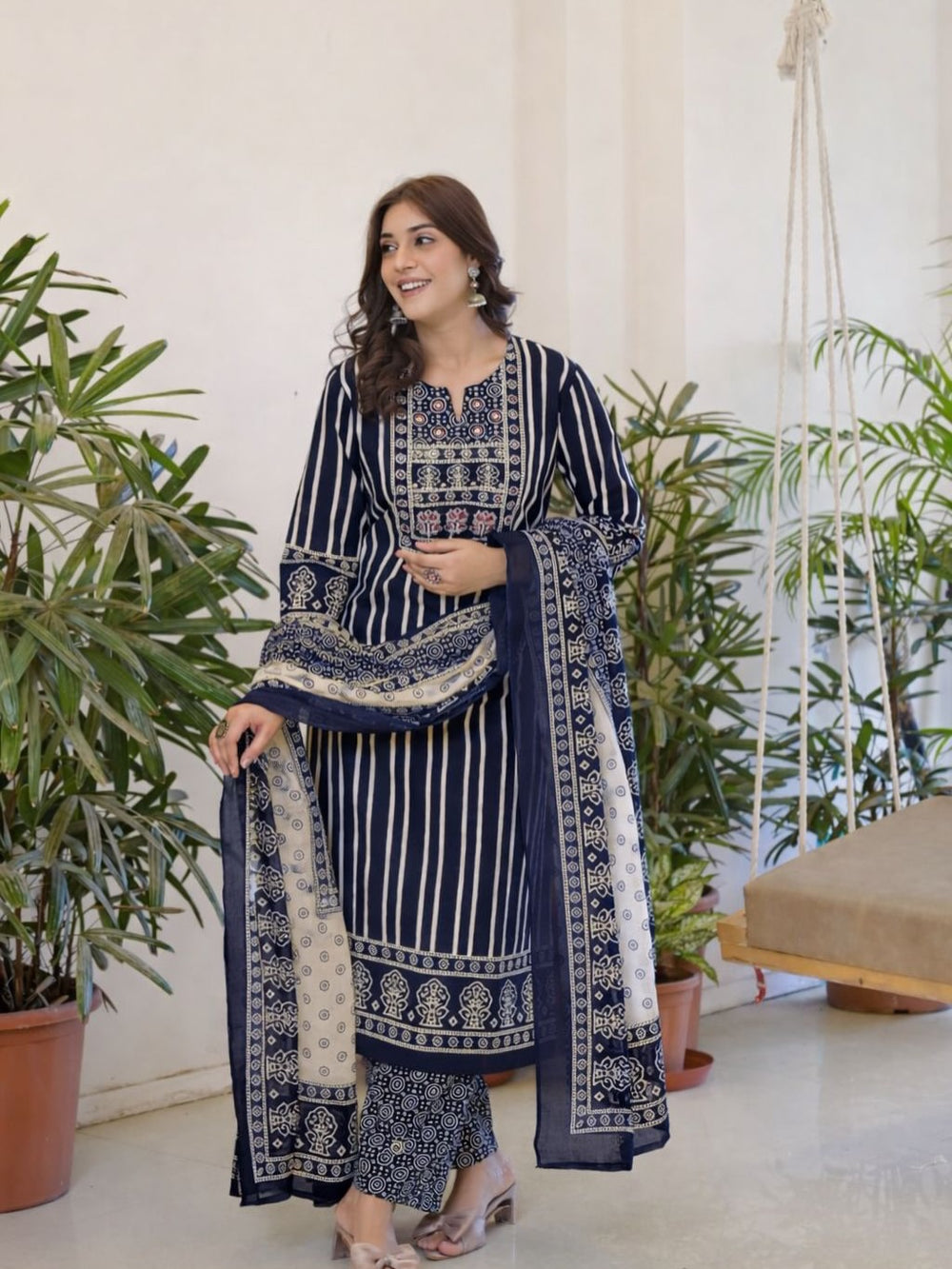 Premium Heavy Cotton Sequin Work Suit Set
