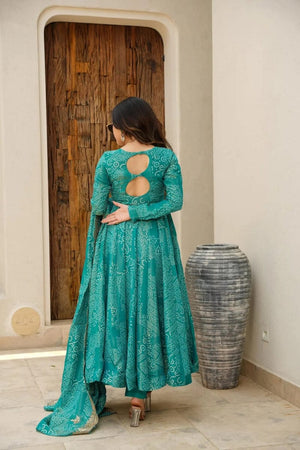 Cotton Bandhani Anarkali Kurti Set
