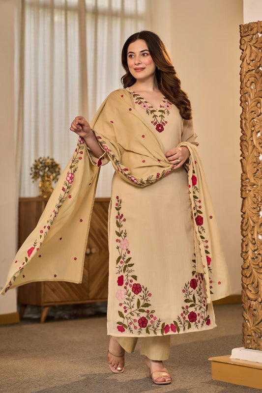 3-Piece Cotton Kurta Set with Dupatta