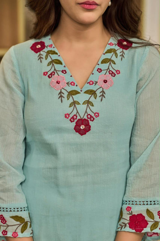 3-Piece Cotton Kurta Set with Dupatta