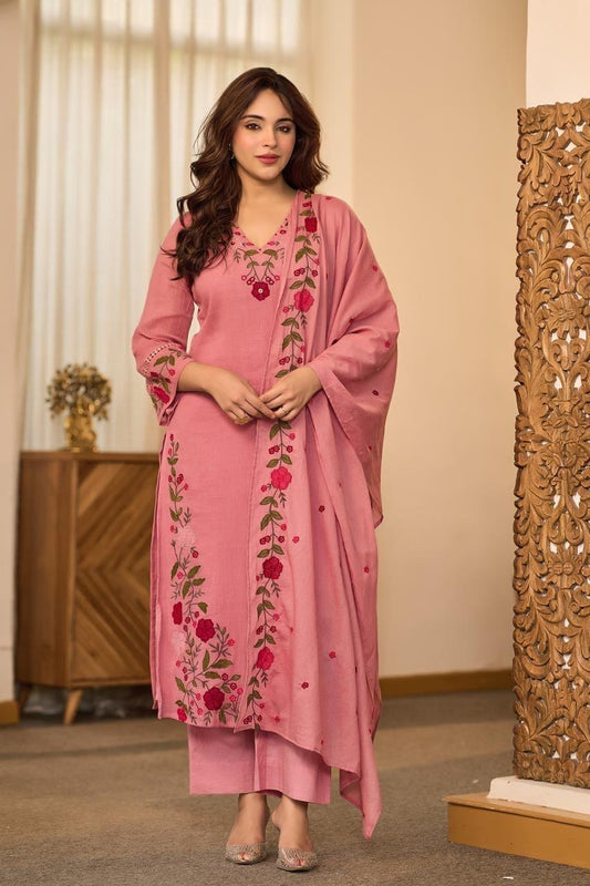 3-Piece Cotton Kurta Set with Dupatta