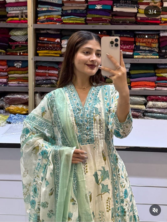 Elegant Cotton Anarkali Kurti Set