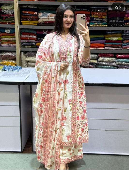 Elegant Cotton Anarkali Kurti Set