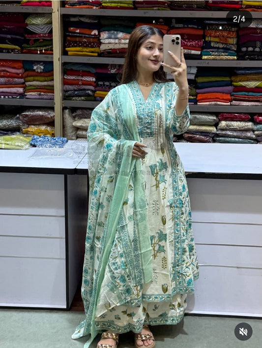 Elegant Cotton Anarkali Kurti Set