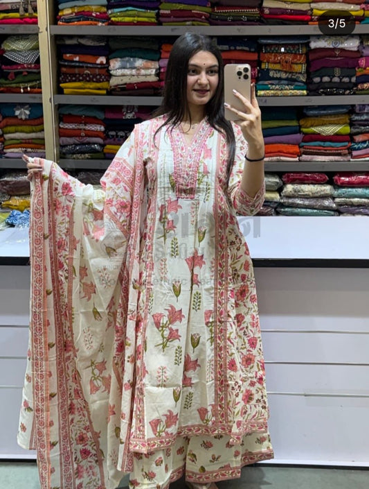 Elegant Cotton Anarkali Kurti Set