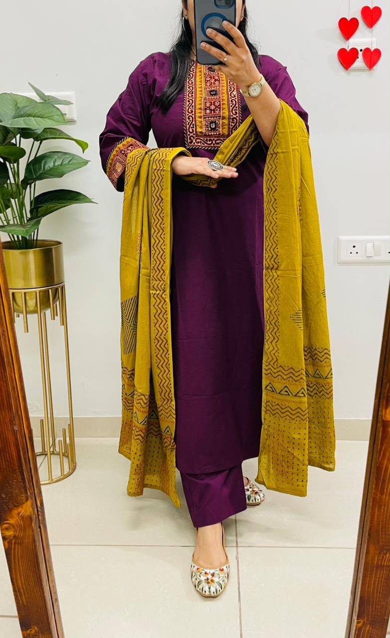 Elegant Pure Cotton Kurti Set