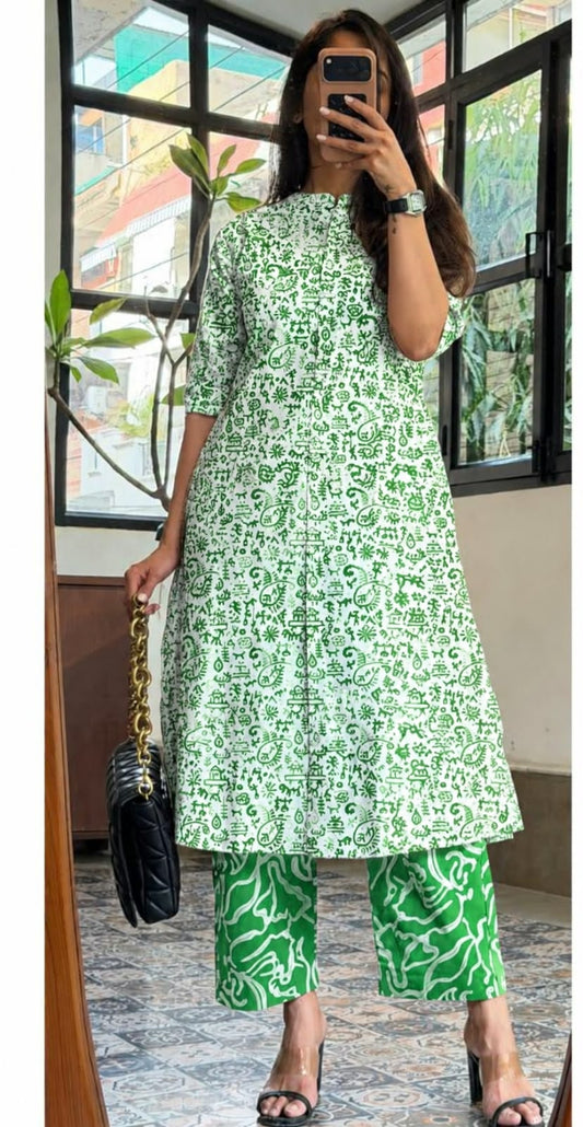 Premium Floral Cotton Kurti Palazzo Set
