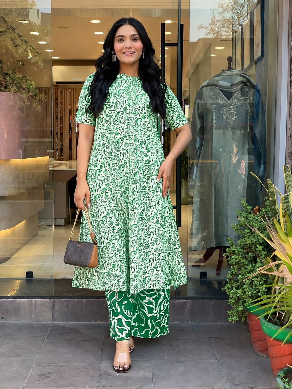 Premium Floral Cotton Kurti Palazzo Set