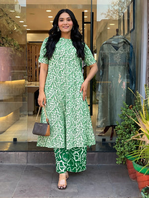 Premium Floral Cotton Kurti Palazzo Set