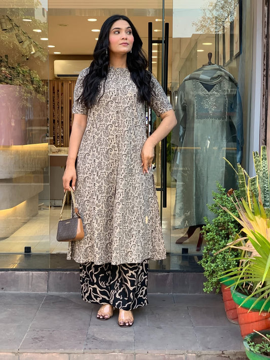 Premium Floral Cotton Kurti Palazzo Set