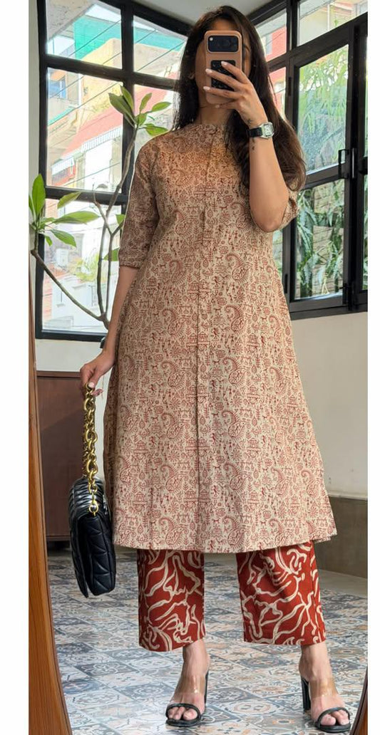 Premium Floral Cotton Kurti Palazzo Set