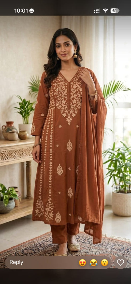 Beautiful Cotton Designer Kurta Set