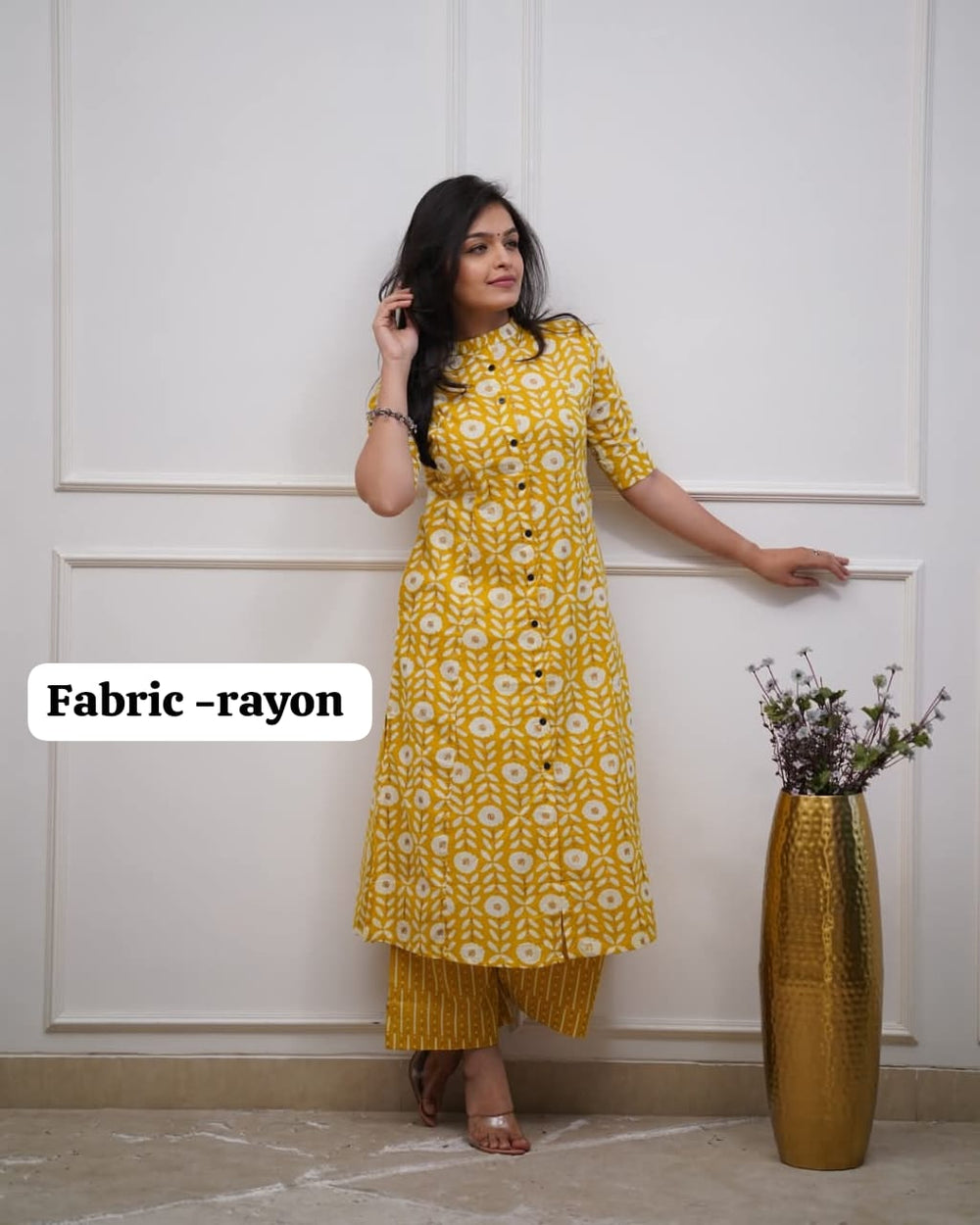 Printed Rayon Kurti with Pant Set